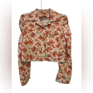 NWOT FLORAL CROPPED LIGHT WEIGHT BUTTON UP JACKET SIZE M